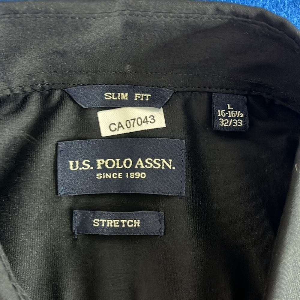 ⭐️ NWT- Polo Assassin black long-sleeve slim-fit stretch button-down shirt- LRG - Picture 3 of 10